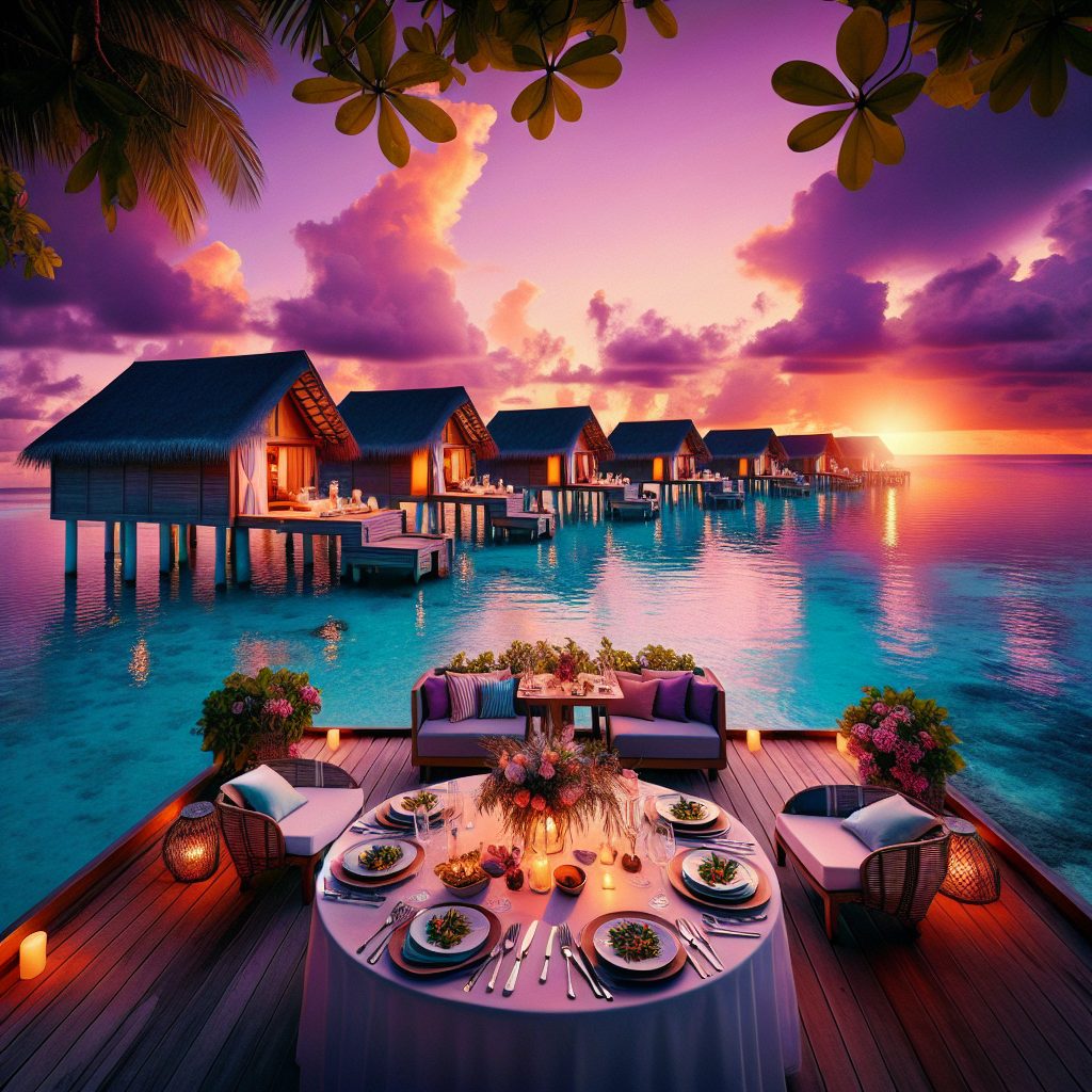 Honeymoon Resorts in Maldives With Ocean Sunset Dining
